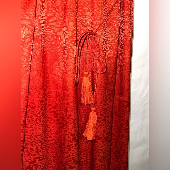 Saylor Red Orange Jacquard Jumpsuit Spaghetti Strap‎ Wide Leg XS Formal Wedding - Picture 8 of 12